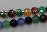 CAG2352 15.5 inches 8mm faceted round multi colored agate beads