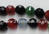 CAG2353 15.5 inches 10mm faceted round multi colored agate beads