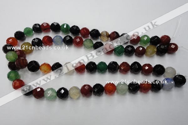 CAG2353 15.5 inches 10mm faceted round multi colored agate beads