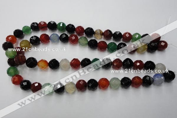 CAG2354 15.5 inches 12mm faceted round multi colored agate beads