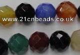 CAG2355 15.5 inches 14mm faceted round multi colored agate beads