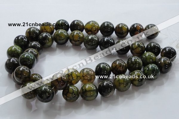 CAG238 15.5 inches 18mm round dragon veins agate gemstone beads