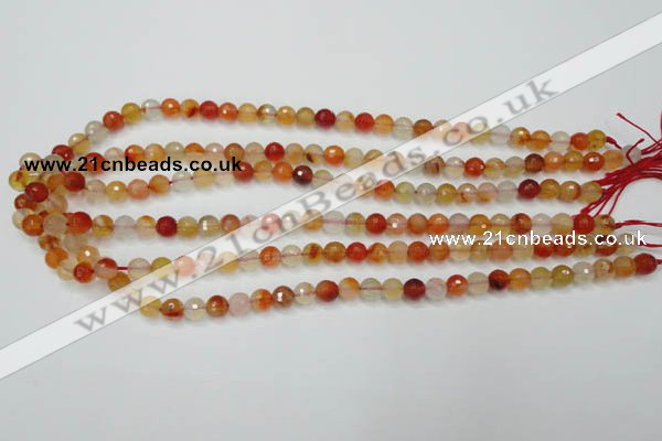 CAG2381 15.5 inches 6mm faceted round red agate beads wholesale