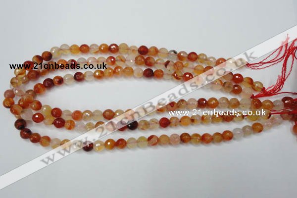 CAG2382 15.5 inches 8mm faceted round red agate beads wholesale