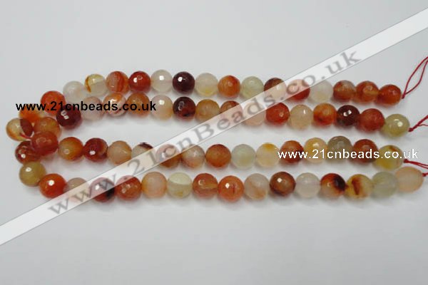 CAG2384 15.5 inches 12mm faceted round red agate beads wholesale