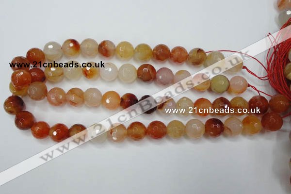 CAG2385 15.5 inches 14mm faceted round red agate beads wholesale