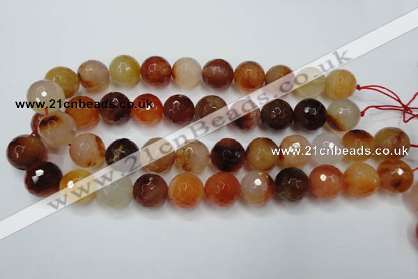 CAG2386 15.5 inches 16mm faceted round red agate beads wholesale