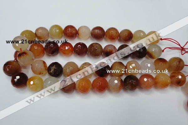 CAG2387 15.5 inches 18mm faceted round red agate beads wholesale