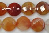 CAG2396 15.5 inches 20mm faceted coin red agate beads wholesale