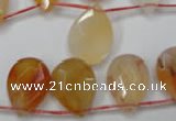 CAG2408 Top-drilled 13*18mm faceted flat teardrop red agate beads