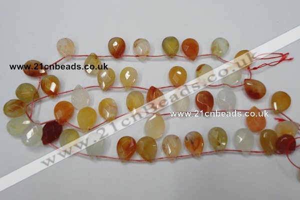 CAG2408 Top-drilled 13*18mm faceted flat teardrop red agate beads