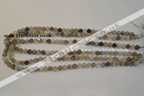 CAG2421 15.5 inches 6mm faceted round Chinese botswana agate beads