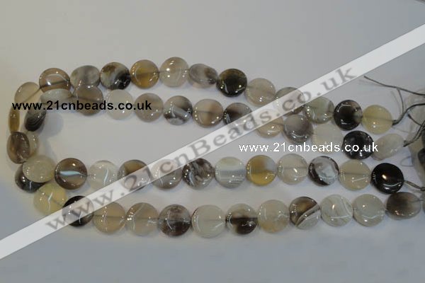 CAG2436 15.5 inches 14mm flat round Chinese botswana agate beads