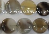 CAG2437 15.5 inches 16mm flat round Chinese botswana agate beads