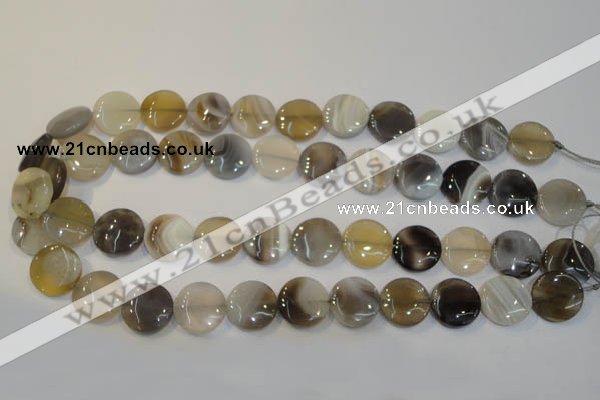 CAG2437 15.5 inches 16mm flat round Chinese botswana agate beads