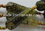 CAG246 15.5 inches 13*40mm faceted teardrop dragon veins agate beads