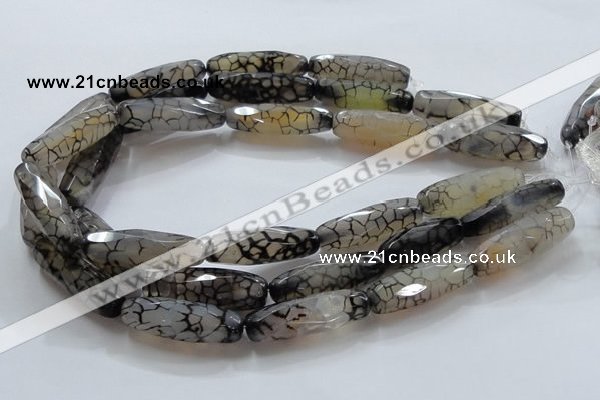 CAG247 15.5 inches 15*40mm faceted column dragon veins agate beads