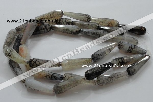 CAG248 15.5 inches 12*40mm faceted teardrop dragon veins agate beads