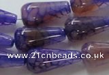 CAG249 15.5 inches 13*28mm teardrop dragon veins agate beads