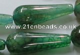 CAG253 15.5 inches 15*40mm teardrop green dragon veins agate beads