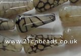 CAG254 15.5 inches 13*26mm teardrop dragon veins agate beads