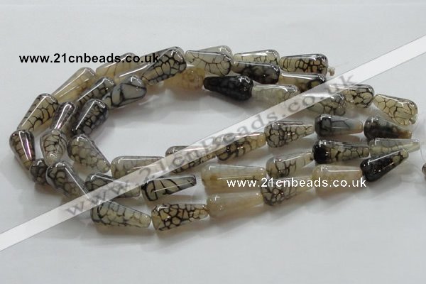 CAG254 15.5 inches 13*26mm teardrop dragon veins agate beads