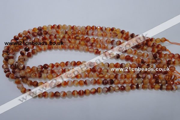 CAG2701 15.5 inches 6mm faceted round red line agate beads