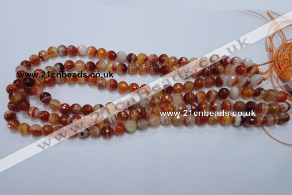 CAG2702 15.5 inches 8mm faceted round red line agate beads