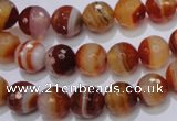 CAG2703 15.5 inches 10mm faceted round red line agate beads
