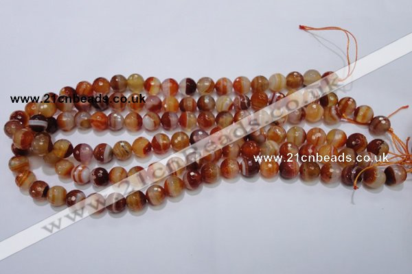 CAG2703 15.5 inches 10mm faceted round red line agate beads