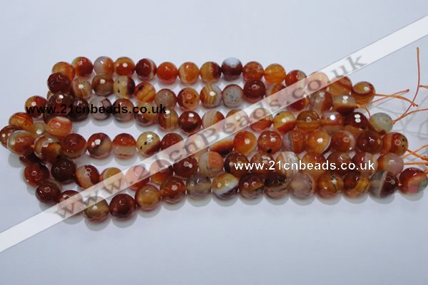 CAG2704 15.5 inches 12mm faceted round red line agate beads