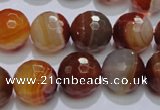 CAG2705 15.5 inches 14mm faceted round red line agate beads