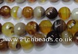 CAG2711 15.5 inches 6mm faceted round yellow line agate beads