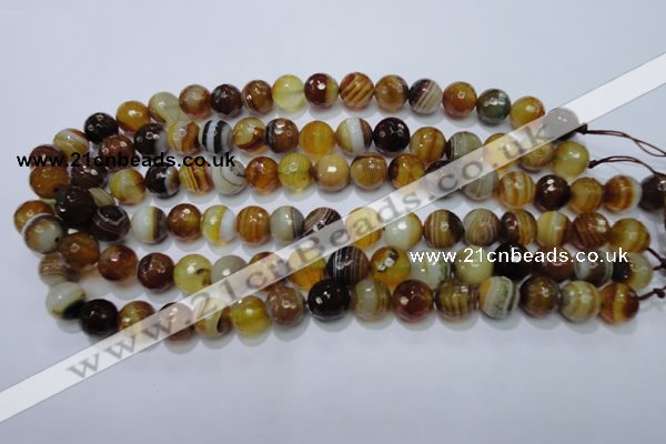 CAG2711 15.5 inches 6mm faceted round yellow line agate beads