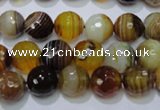 CAG2712 15.5 inches 8mm faceted round yellow line agate beads