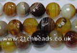 CAG2713 15.5 inches 10mm faceted round yellow line agate beads