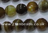 CAG2715 15.5 inches 14mm faceted round yellow line agate beads