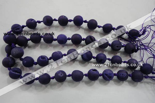 CAG2804 15.5 inches 14mm round matte druzy agate beads whholesale