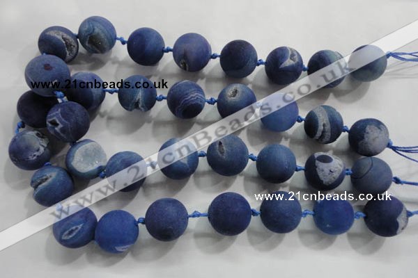 CAG2806 15.5 inches 18mm round matte druzy agate beads whholesale