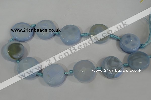 CAG2885 15.5 inches 23mm faceted coin agate gemstone beads