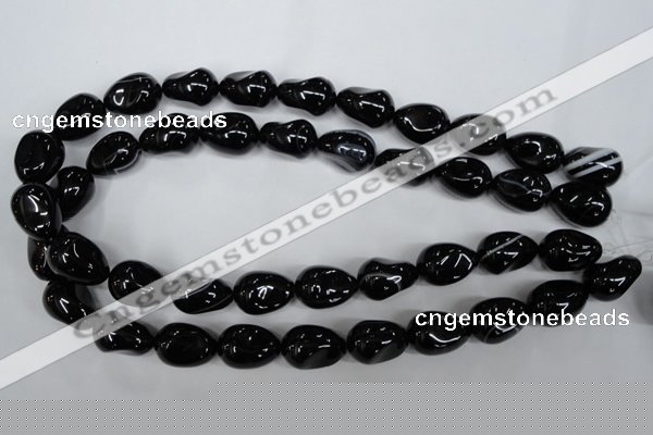 CAG2900 15.5 inches 13*18mm twisted teardrop black line agate beads