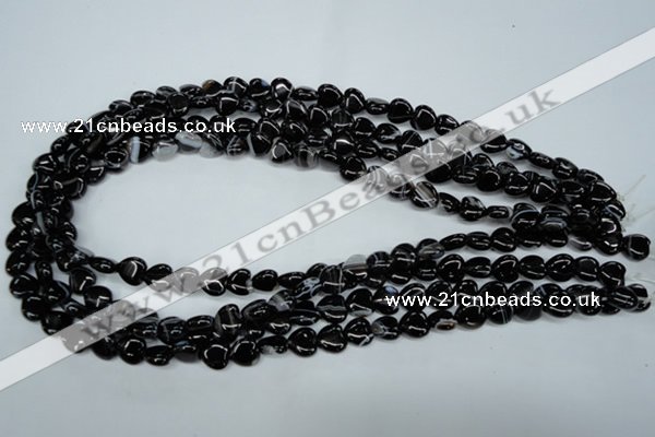 CAG2902 15.5 inches 8*8mm heart black line agate beads