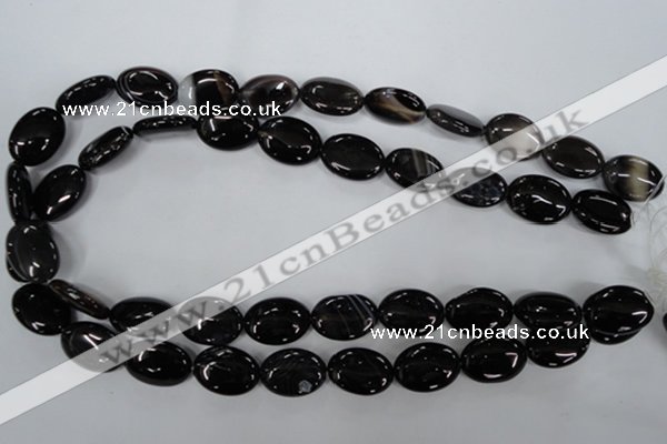 CAG2918 15.5 inches 13*18mm oval black line agate beads