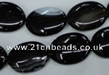 CAG2919 15.5 inches 15*20mm oval black line agate beads