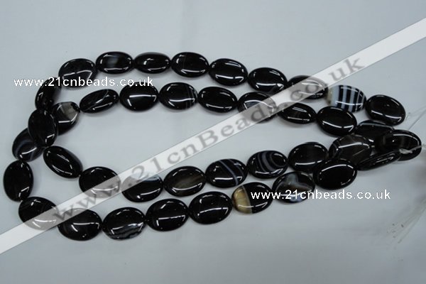 CAG2919 15.5 inches 15*20mm oval black line agate beads