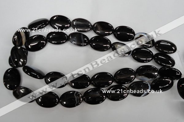 CAG2920 15.5 inches 18*25mm oval black line agate beads