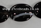 CAG2921 15.5 inches 22*30mm oval black line agate beads