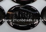 CAG2922 15.5 inches 30*40mm oval black line agate beads