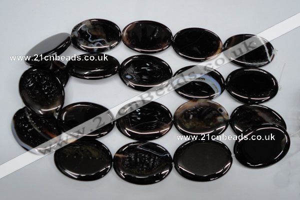 CAG2922 15.5 inches 30*40mm oval black line agate beads