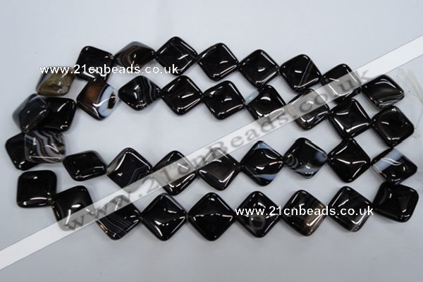 CAG2936 15.5 inches 18*18mm diamond black line agate beads